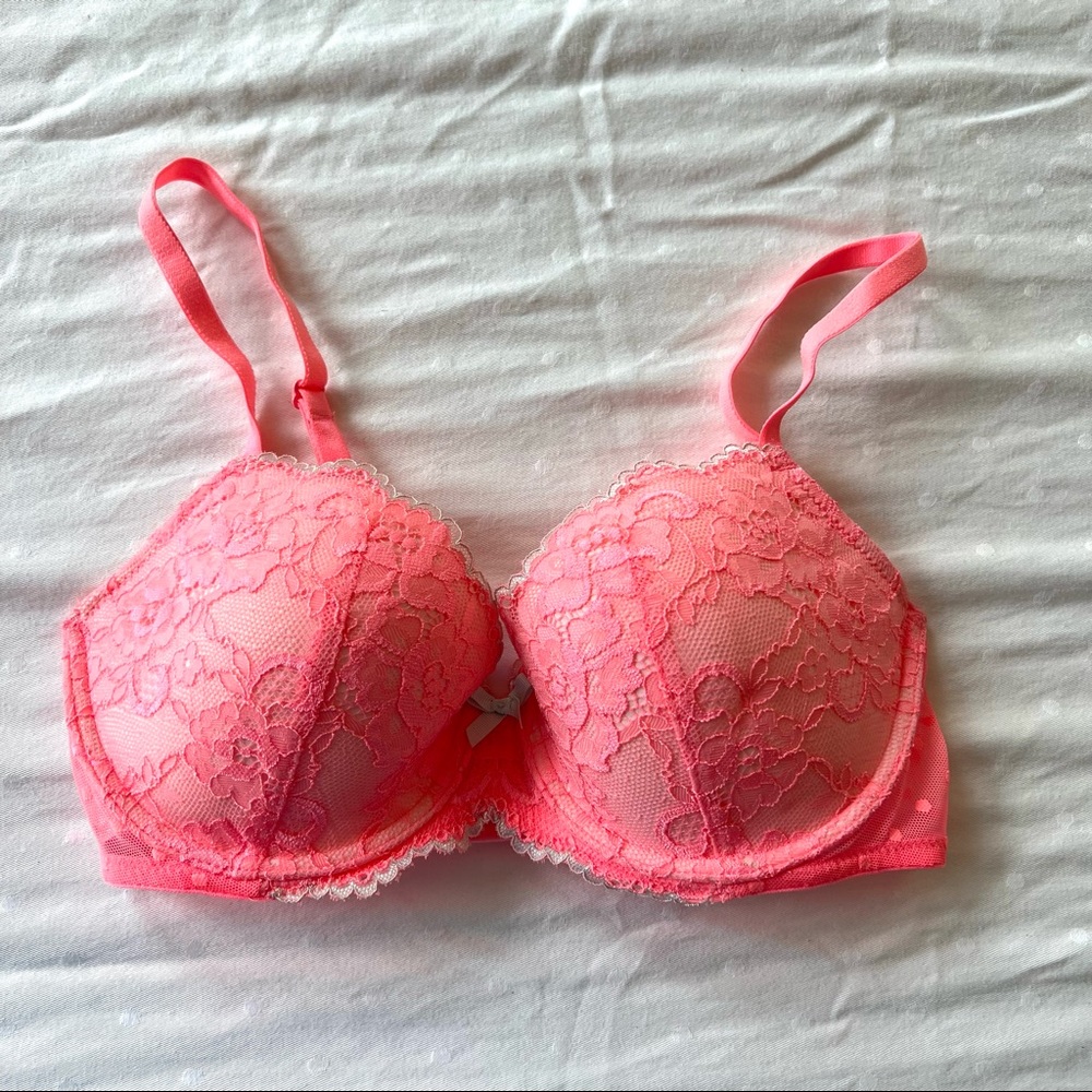Coral lace bra